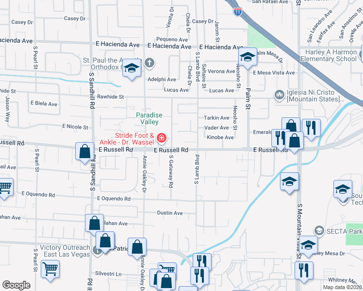 map of restaurants, bars, coffee shops, grocery stores, and more near 4135 Paragon Crest Court in Las Vegas