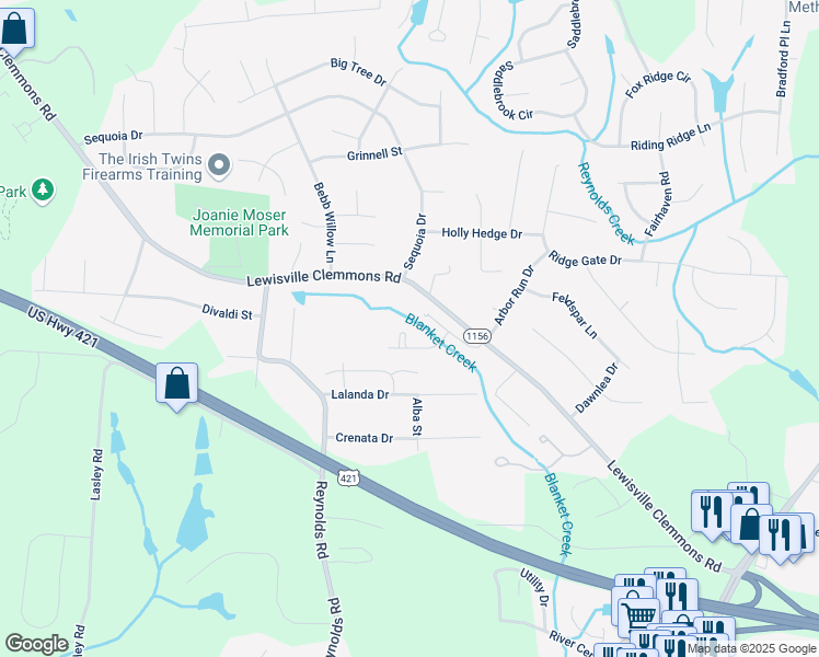 map of restaurants, bars, coffee shops, grocery stores, and more near 811 Kensford Court in Lewisville
