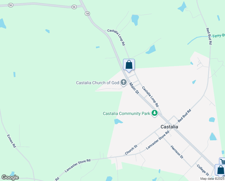 map of restaurants, bars, coffee shops, grocery stores, and more near Estelle Street in Castalia