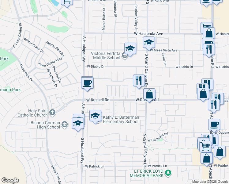 map of restaurants, bars, coffee shops, grocery stores, and more near 9989 Mccauley Ranch Avenue in Las Vegas