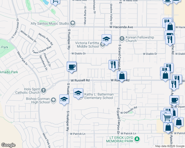 map of restaurants, bars, coffee shops, grocery stores, and more near 9989 Mccauley Ranch Avenue in Las Vegas