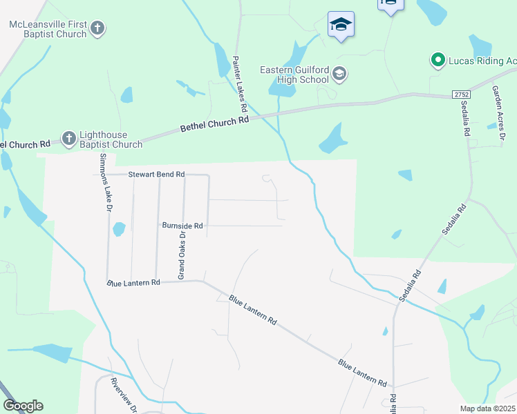 map of restaurants, bars, coffee shops, grocery stores, and more near 6108 Bogues Way in Gibsonville