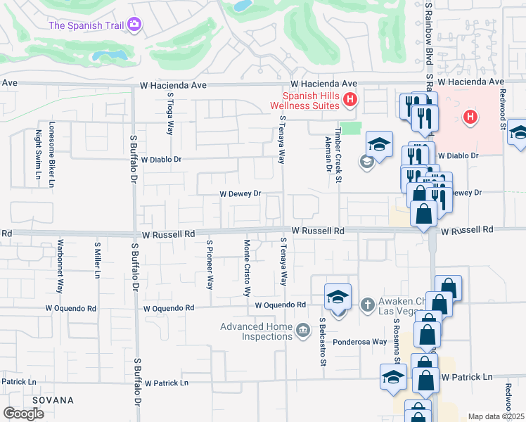 map of restaurants, bars, coffee shops, grocery stores, and more near 5662 Spring Trellis Street in Las Vegas
