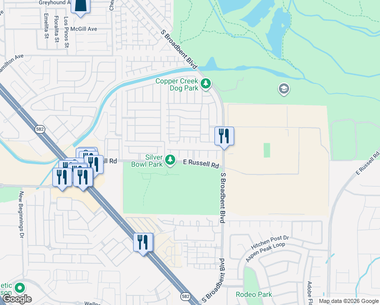 map of restaurants, bars, coffee shops, grocery stores, and more near 5698 Cascadia Court in Las Vegas