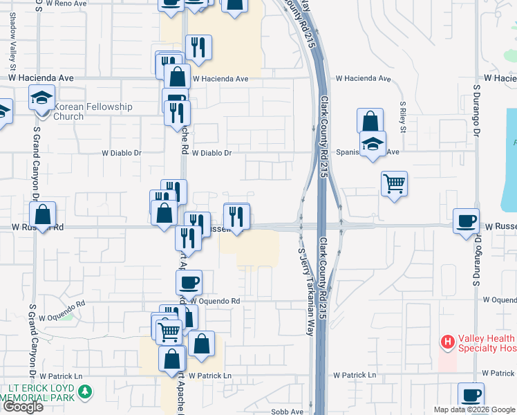 map of restaurants, bars, coffee shops, grocery stores, and more near 5665 Fathom Blue Street in Las Vegas