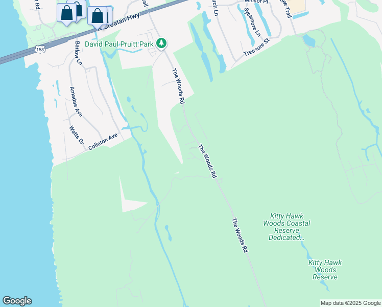 map of restaurants, bars, coffee shops, grocery stores, and more near 5000 The Woods Road in Kitty Hawk