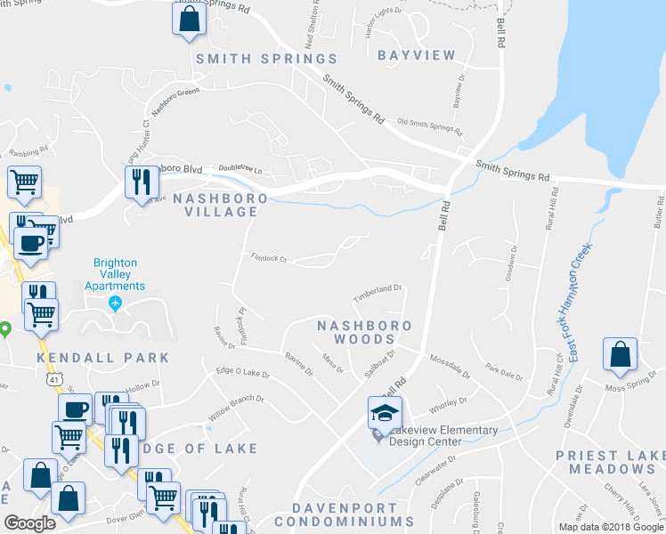 map of restaurants, bars, coffee shops, grocery stores, and more near 624 Flintlock Court in Nashville