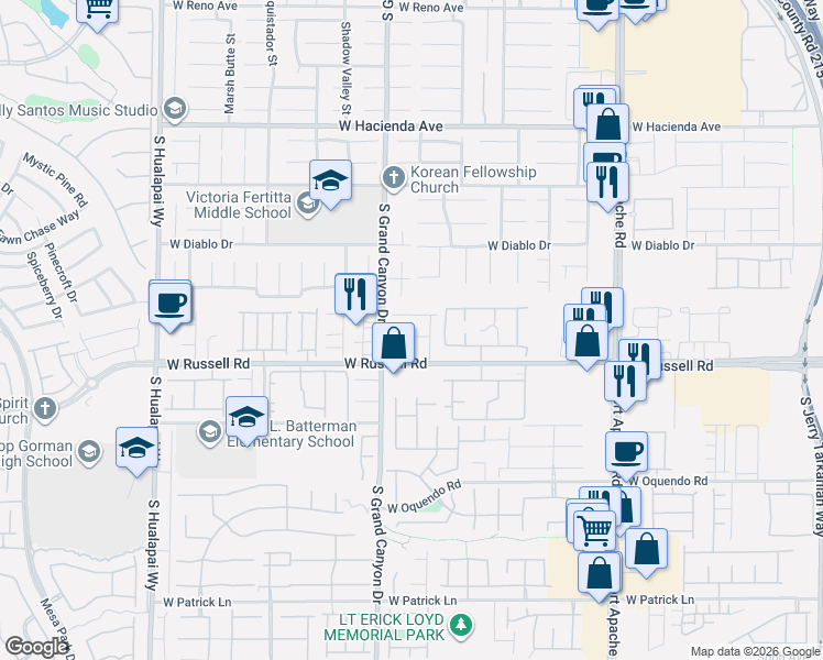 map of restaurants, bars, coffee shops, grocery stores, and more near 9754 Splendor Sky Avenue in Las Vegas