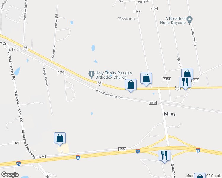 map of restaurants, bars, coffee shops, grocery stores, and more near 6612 U.S. 70 in Mebane