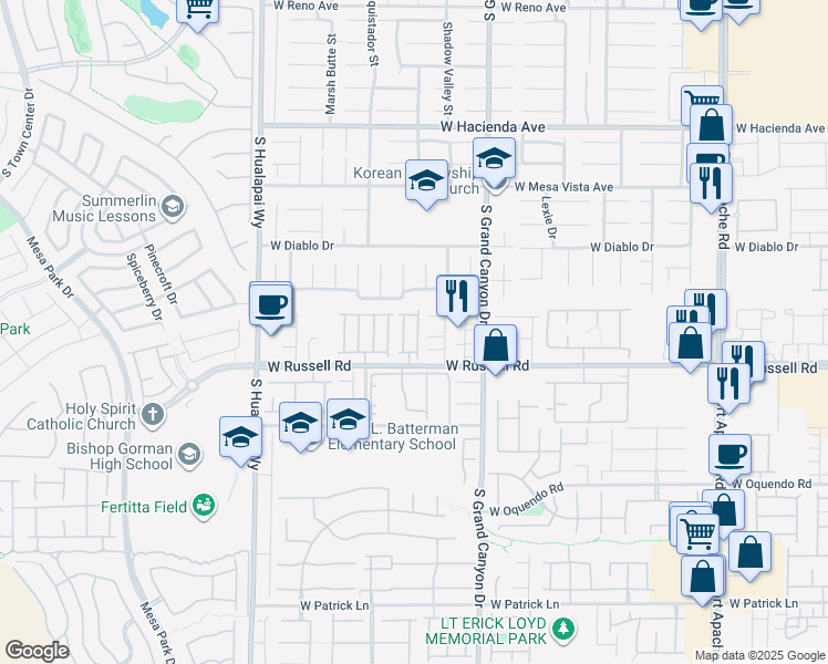 map of restaurants, bars, coffee shops, grocery stores, and more near 5649 Dawn Falls Street in Las Vegas