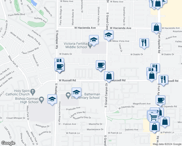 map of restaurants, bars, coffee shops, grocery stores, and more near 5649 Dawn Falls Street in Las Vegas