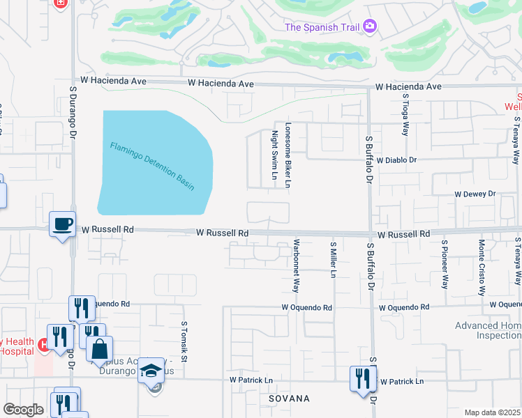 map of restaurants, bars, coffee shops, grocery stores, and more near 8070 West Russell Road in Las Vegas