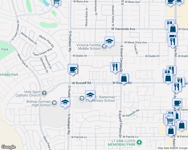 map of restaurants, bars, coffee shops, grocery stores, and more near 9989 Mccauley Ranch Avenue in Las Vegas