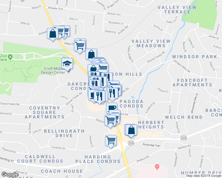 map of restaurants, bars, coffee shops, grocery stores, and more near 3920 Tennessee 11 in Nashville