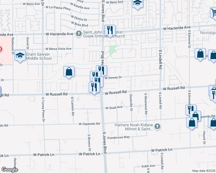map of restaurants, bars, coffee shops, grocery stores, and more near 6015 Devers Court in Las Vegas
