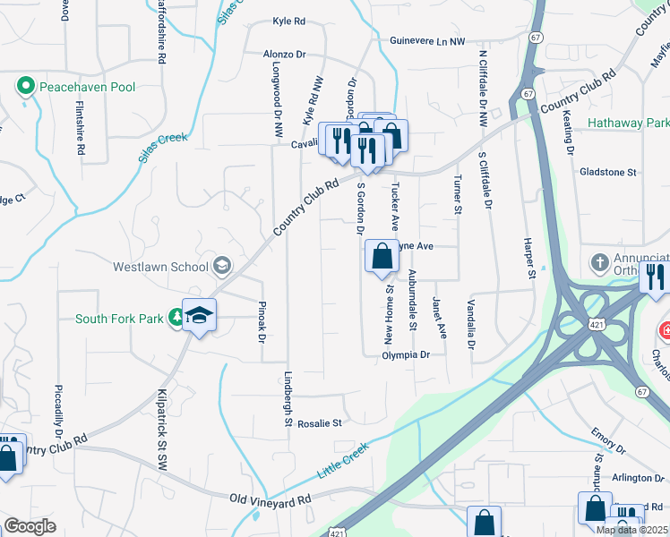 map of restaurants, bars, coffee shops, grocery stores, and more near 143 Hedgecock Avenue in Winston-Salem