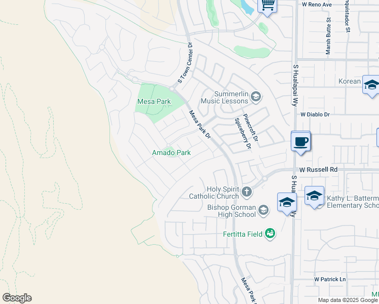 map of restaurants, bars, coffee shops, grocery stores, and more near 10589 Acacia Park Place in Las Vegas