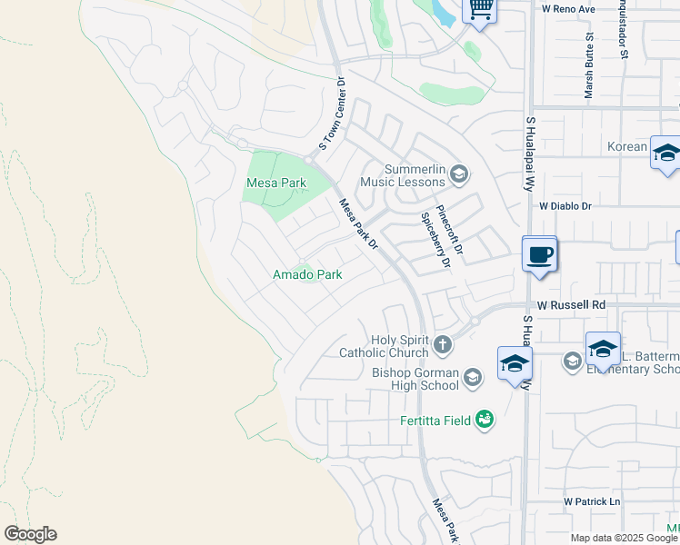 map of restaurants, bars, coffee shops, grocery stores, and more near 10589 Acacia Park Place in Las Vegas