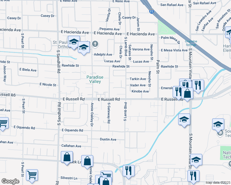 map of restaurants, bars, coffee shops, grocery stores, and more near 4136 Paragon Crest Court in Las Vegas