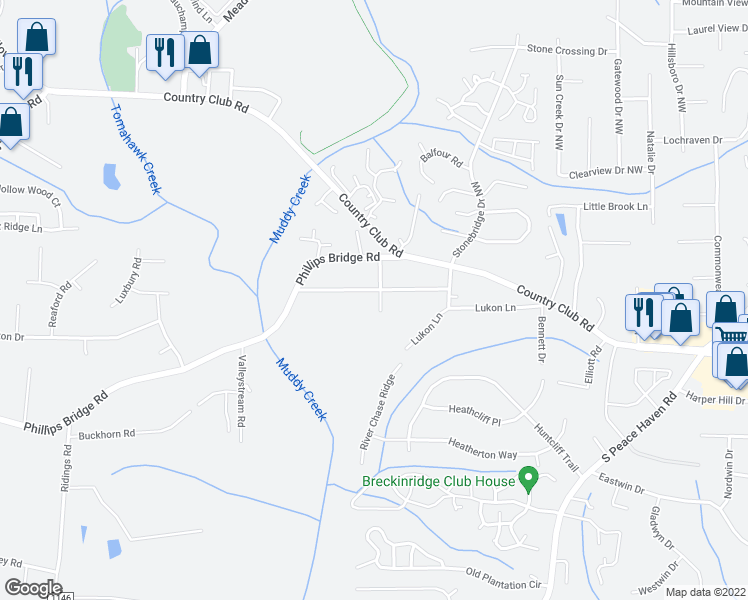 map of restaurants, bars, coffee shops, grocery stores, and more near 5400 Alamo Drive in Winston-Salem