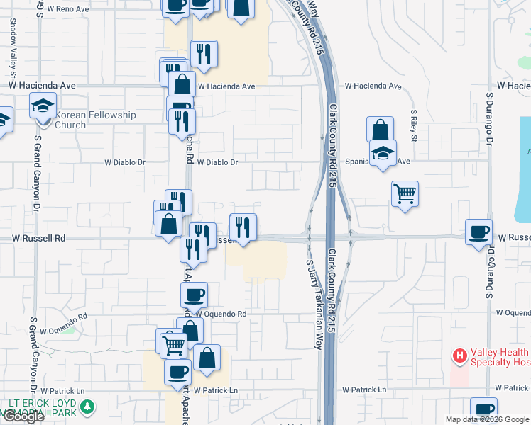 map of restaurants, bars, coffee shops, grocery stores, and more near 5641 Fathom Blue Street in Las Vegas