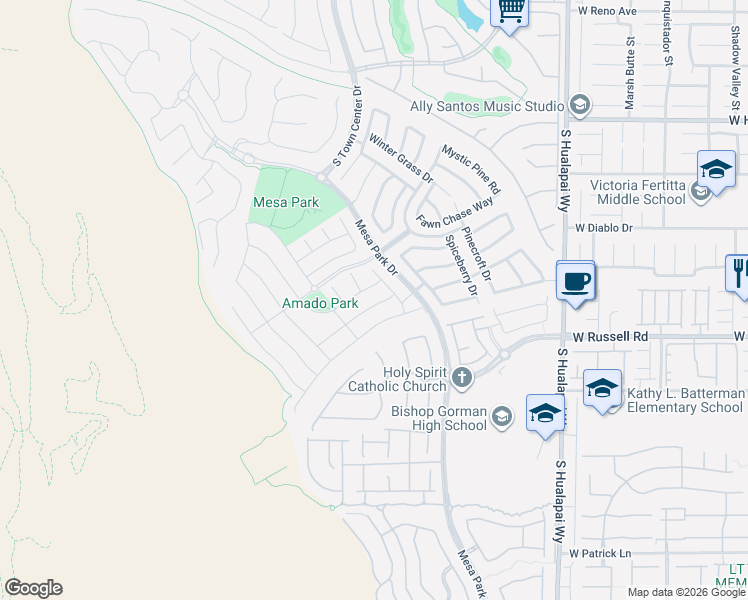 map of restaurants, bars, coffee shops, grocery stores, and more near in Summerlin South