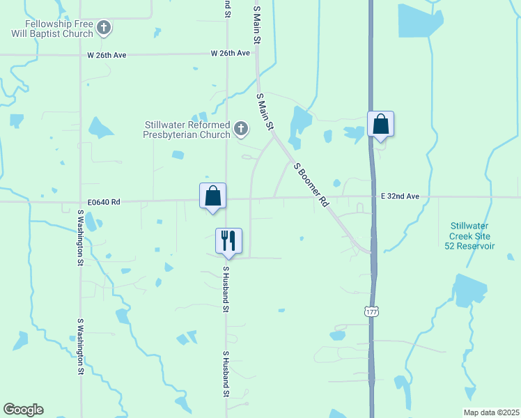 map of restaurants, bars, coffee shops, grocery stores, and more near 166-194 East 32nd Street in Stillwater