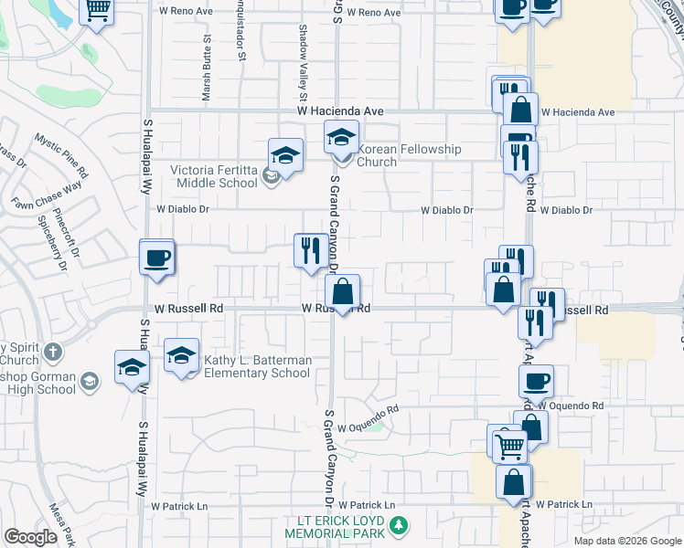 map of restaurants, bars, coffee shops, grocery stores, and more near 9793 Maple Sugar Leaf Place in Las Vegas