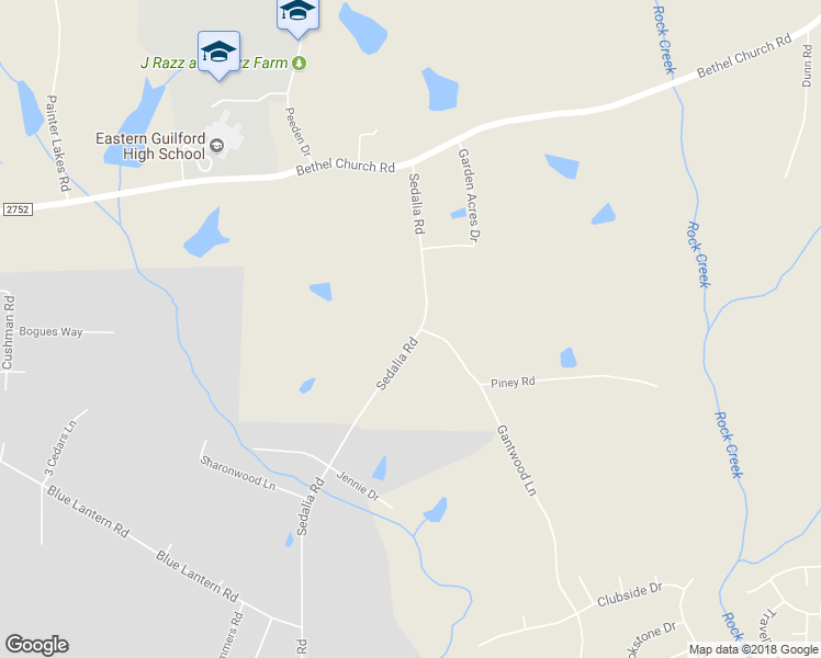 map of restaurants, bars, coffee shops, grocery stores, and more near 300 Sedalia Road in Gibsonville