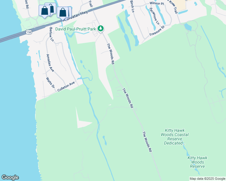 map of restaurants, bars, coffee shops, grocery stores, and more near 5016 The Woods Road in Kitty Hawk