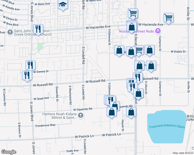 map of restaurants, bars, coffee shops, grocery stores, and more near 5345 Lazy Breeze Avenue in Las Vegas