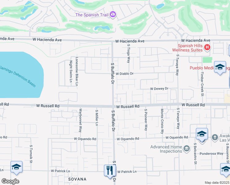 map of restaurants, bars, coffee shops, grocery stores, and more near 5577 Chiflo Song Drive in Las Vegas