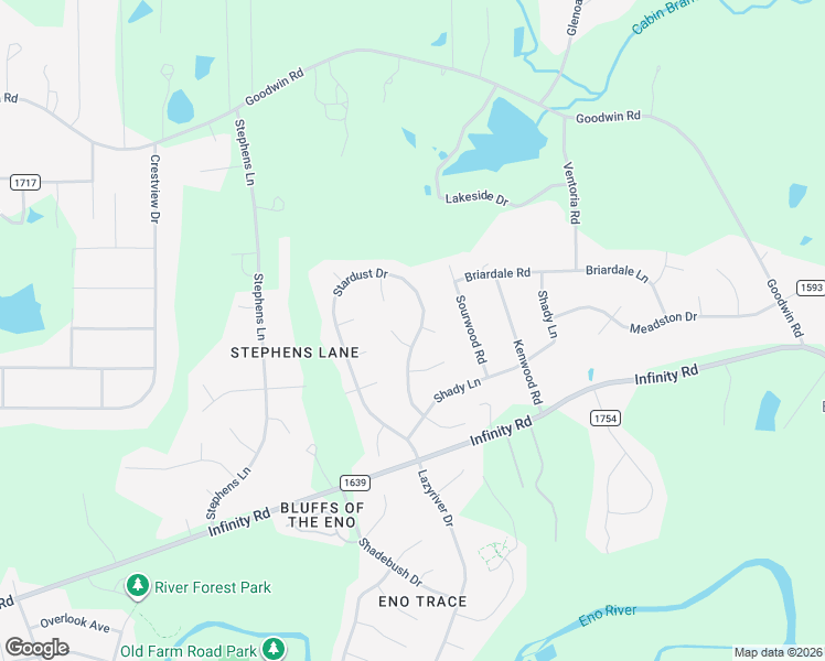 map of restaurants, bars, coffee shops, grocery stores, and more near 5607 Stardust Drive in Durham