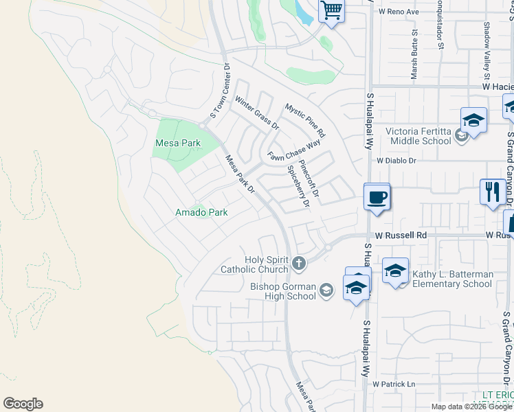 map of restaurants, bars, coffee shops, grocery stores, and more near in Summerlin South