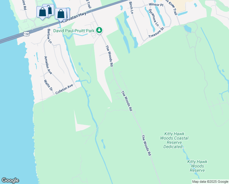 map of restaurants, bars, coffee shops, grocery stores, and more near 5016 The Woods Road in Kitty Hawk