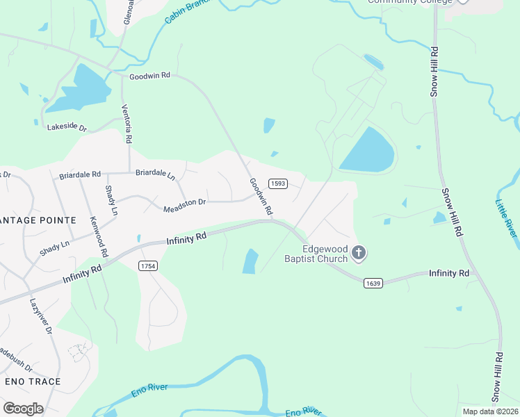 map of restaurants, bars, coffee shops, grocery stores, and more near 1602 Goodwin Road in Durham