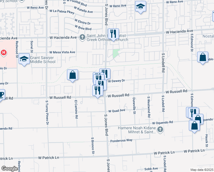 map of restaurants, bars, coffee shops, grocery stores, and more near 6084 Conroe Court in Las Vegas