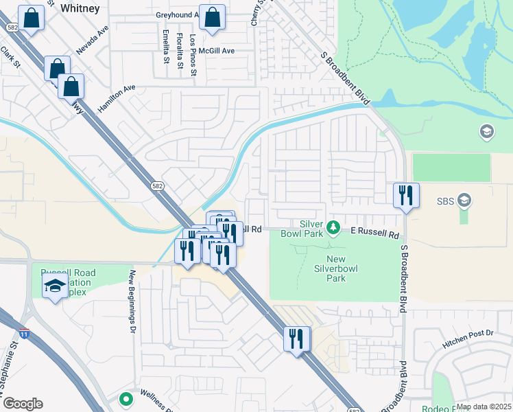 map of restaurants, bars, coffee shops, grocery stores, and more near 5621 Grinding Rock Way in Las Vegas