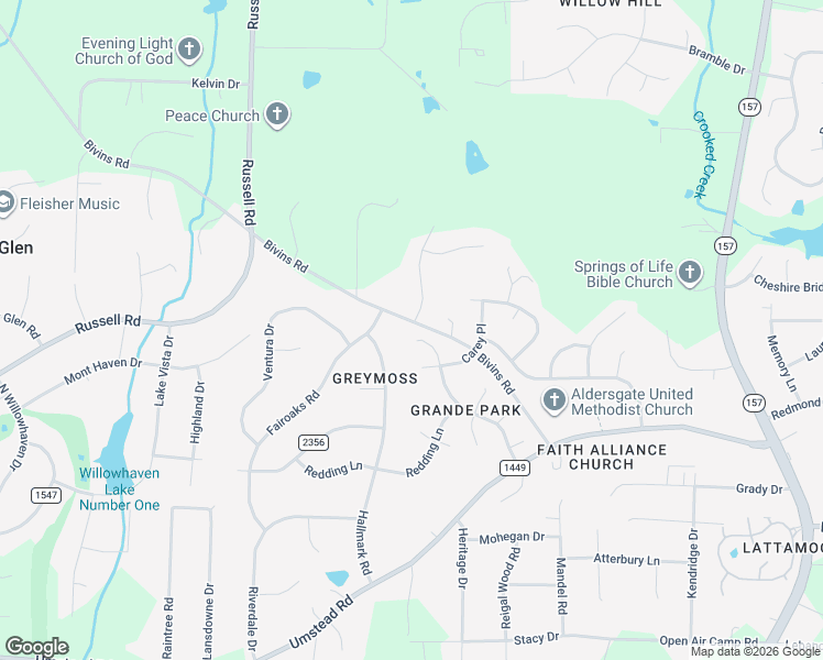 map of restaurants, bars, coffee shops, grocery stores, and more near 5514 Fairoaks Road in Durham