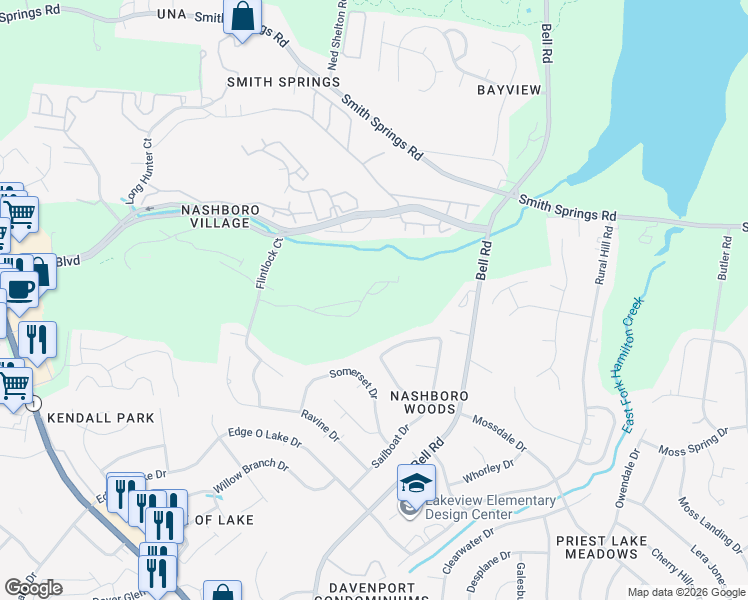 map of restaurants, bars, coffee shops, grocery stores, and more near 504 Flintlock Court in Nashville