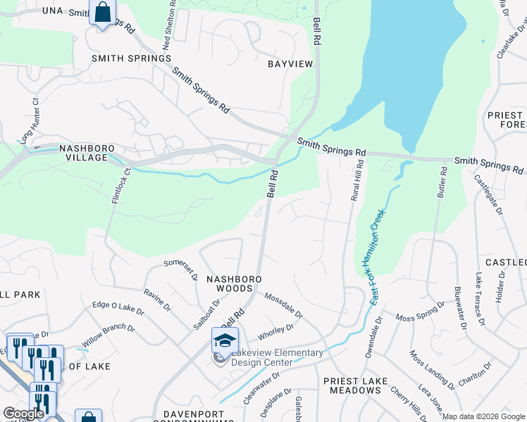 map of restaurants, bars, coffee shops, grocery stores, and more near 159 Bell Road in Nashville