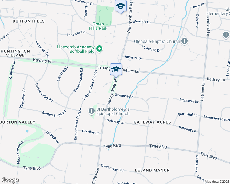 map of restaurants, bars, coffee shops, grocery stores, and more near 1162 Sewanee Road in Nashville