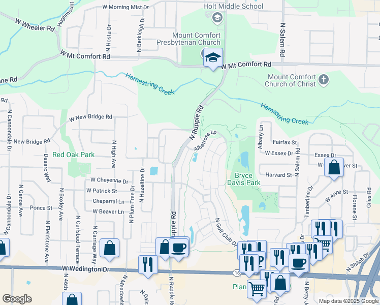 map of restaurants, bars, coffee shops, grocery stores, and more near 1678 North Izard Lane in Fayetteville
