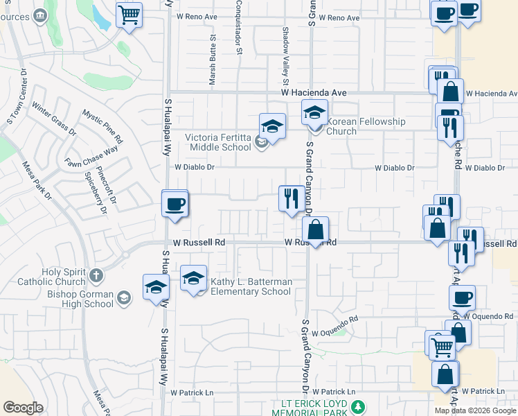 map of restaurants, bars, coffee shops, grocery stores, and more near 9934 Juniper Haven Avenue in Las Vegas