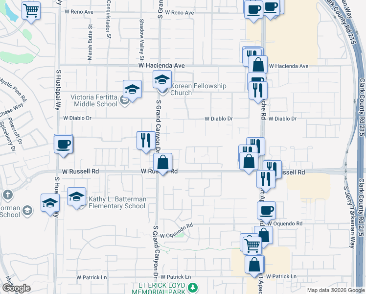 map of restaurants, bars, coffee shops, grocery stores, and more near 9702 Maple Sugar Leaf Place in Las Vegas