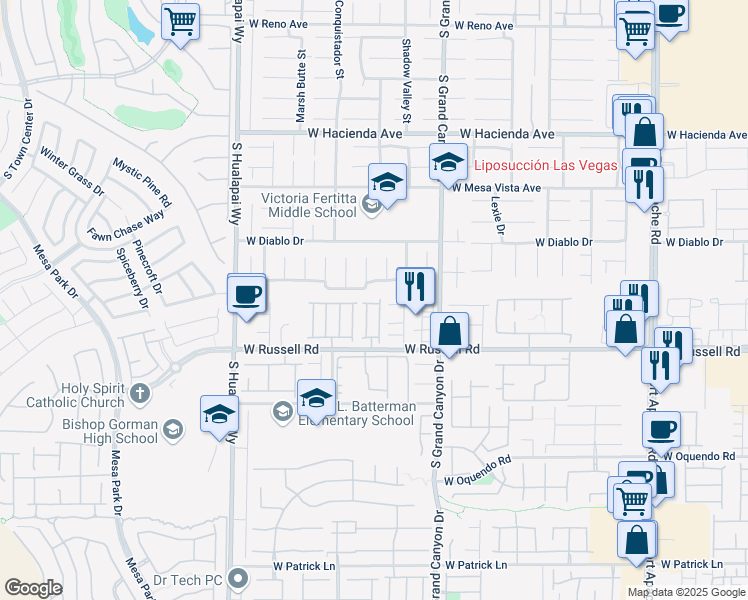 map of restaurants, bars, coffee shops, grocery stores, and more near 9916 Juniper Haven Avenue in Las Vegas
