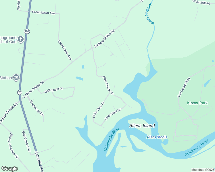 map of restaurants, bars, coffee shops, grocery stores, and more near 244 River Pointe Drive in Greeneville