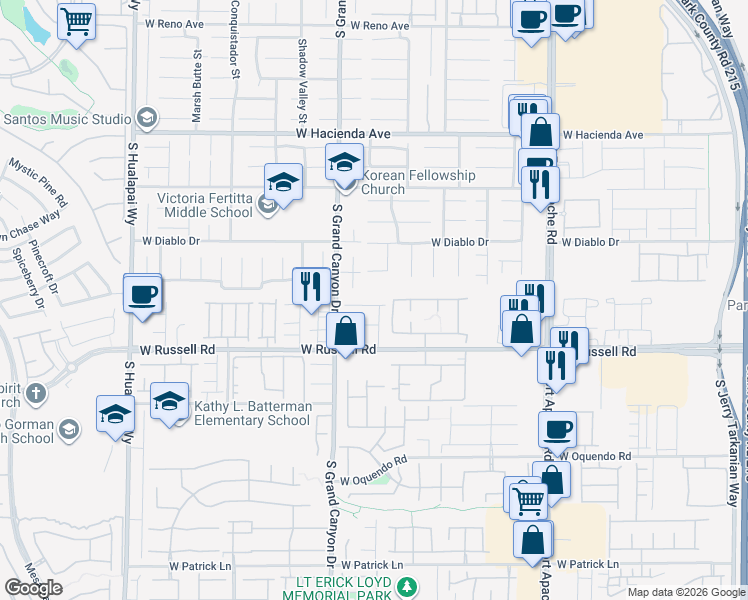map of restaurants, bars, coffee shops, grocery stores, and more near 9732 Maple Sugar Leaf Place in Las Vegas