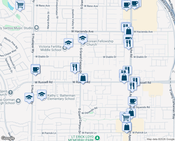 map of restaurants, bars, coffee shops, grocery stores, and more near 9732 Maple Sugar Leaf Place in Las Vegas