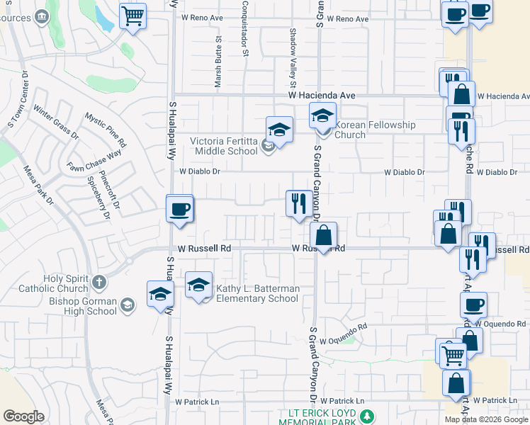 map of restaurants, bars, coffee shops, grocery stores, and more near 9934 Juniper Haven Avenue in Las Vegas